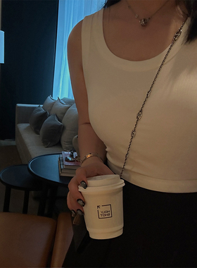 铅笔小鑫大码女装基础百搭自带胸垫无袖背心弹力显瘦吊带美背内搭