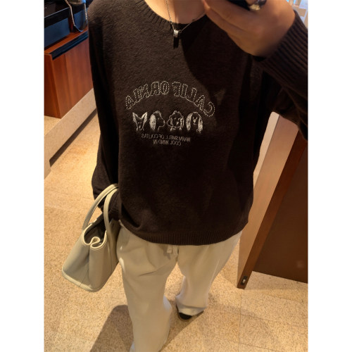 铅笔小鑫大码女装简约宽松童趣小狗刺绣弹力保暖大码显瘦针织毛衣