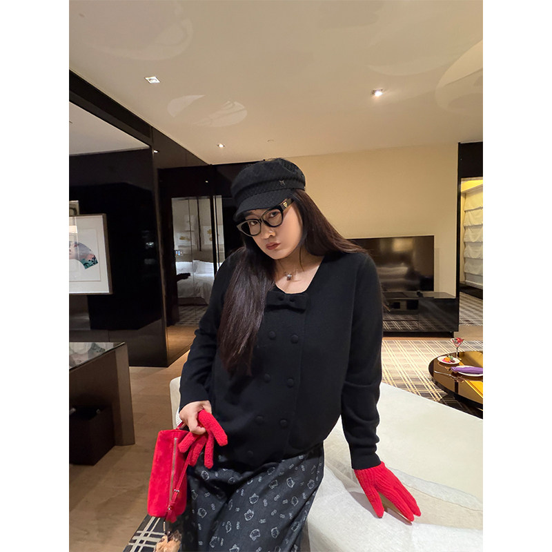 铅笔小鑫大码女装吸睛双排扣简约显瘦宽松外搭针织上衣,女装/女士精品,常规大码外套,淘宝优惠券,粉丝福利购,淘宝优惠卷