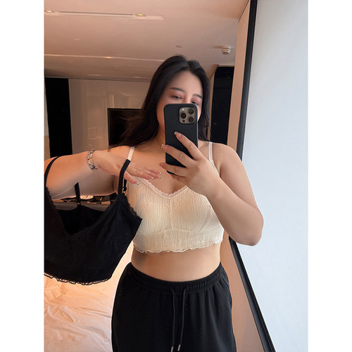 铅笔小鑫大码女装自带胸垫摆脱束缚吸睛蕾丝美背吊带