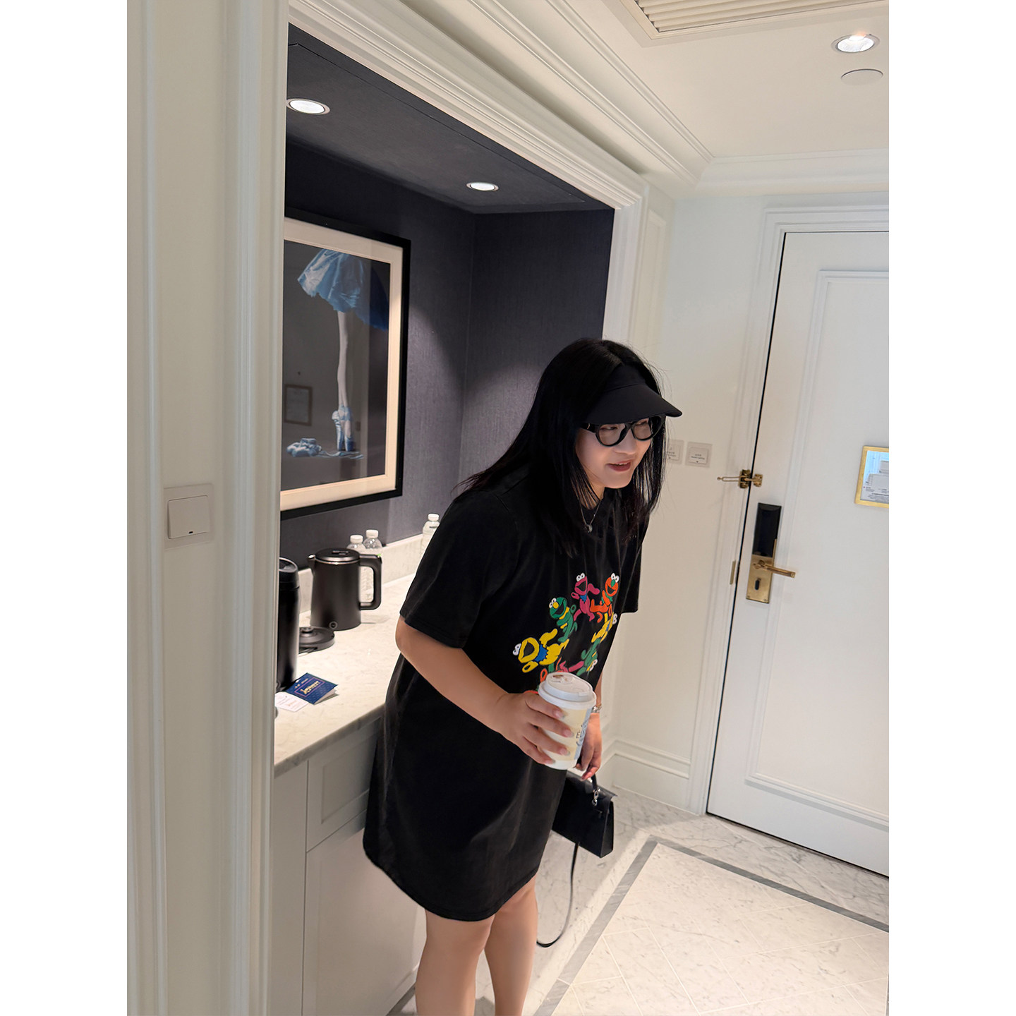铅笔小鑫大码女装洗水松弛H型卡通印花显瘦T恤连衣裙