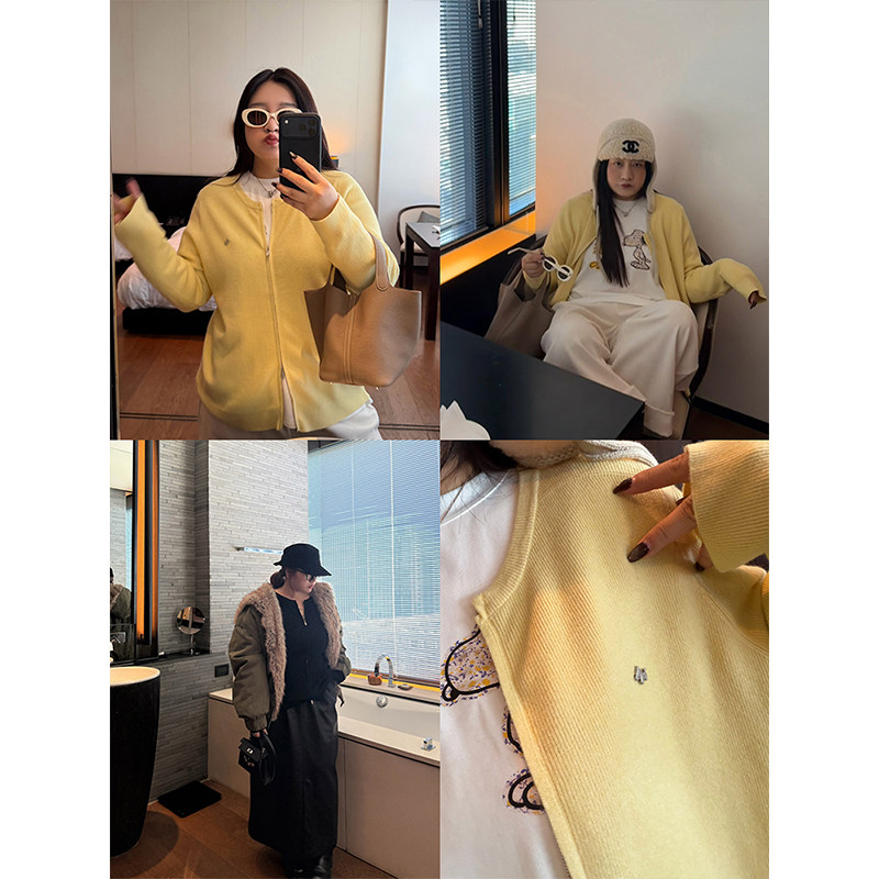 铅笔小新大码女装多色百搭双头拉链复古圆领针织开衫,女装/女士精品,大码内搭,淘宝优惠券,粉丝福利购,淘宝优惠卷