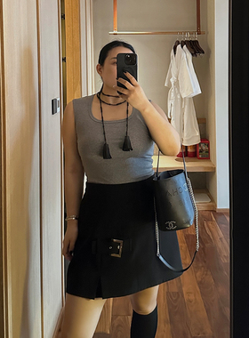 铅笔小鑫大码女装简约百搭方领宽肩背心遮副乳显瘦内搭无袖上衣