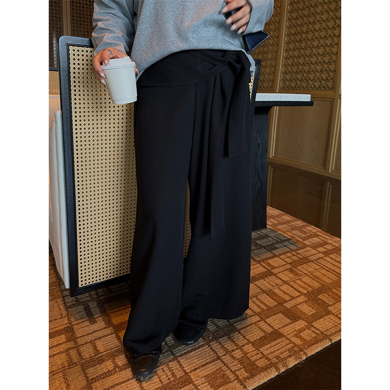 铅笔小鑫大码女装氛围感神裤垂感显瘦绑带阔腿大码直筒裤