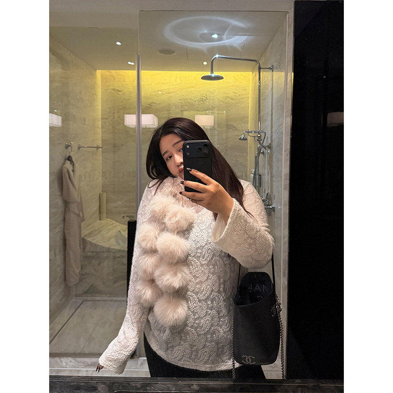 铅笔小鑫大码女装亲肤绒感蕾丝提花宽松正肩长袖显瘦T恤,女装/女士精品,大码内搭,淘宝优惠券,粉丝福利购,淘宝优惠卷