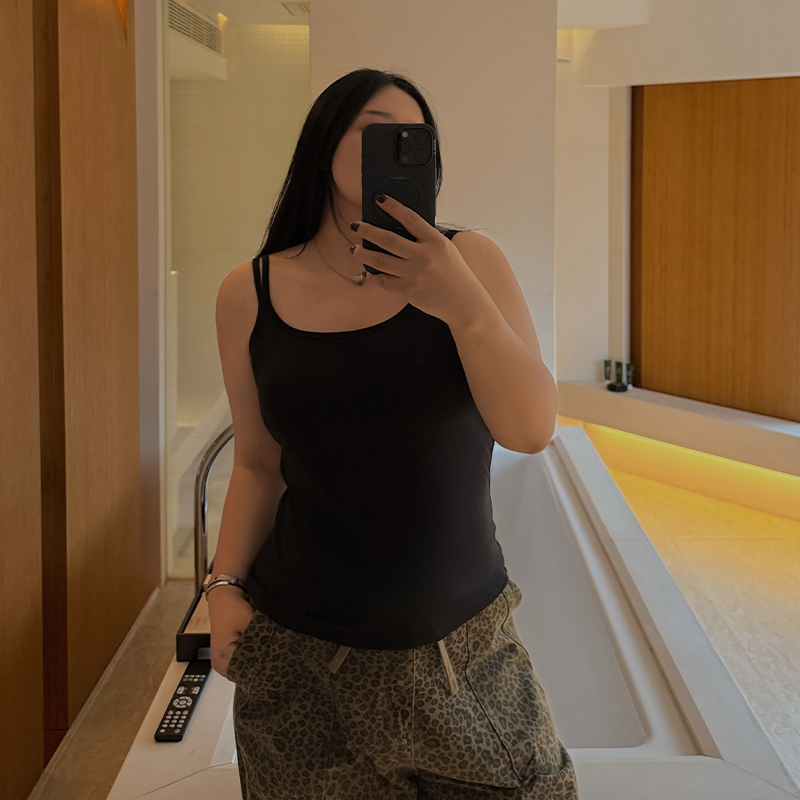 铅笔小鑫大码女装显瘦百搭加绒免穿内衣吊带背心秋冬加厚