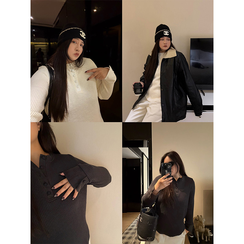 铅笔小鑫大码女装半开领木耳边坑条软糯亲肤针织修身显瘦打底衫,女装/女士精品,大码内搭,淘宝优惠券,粉丝福利购,淘宝优惠卷