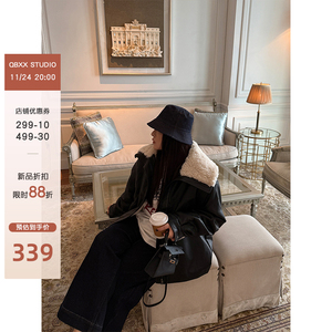 铅笔小鑫大码女装保暖御寒 复古羊羔毛 大翻领皮衣大码外套