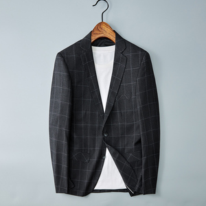 （M-3XL)男士格子青年英伦上衣免烫西装815P155(偏小一码）图片