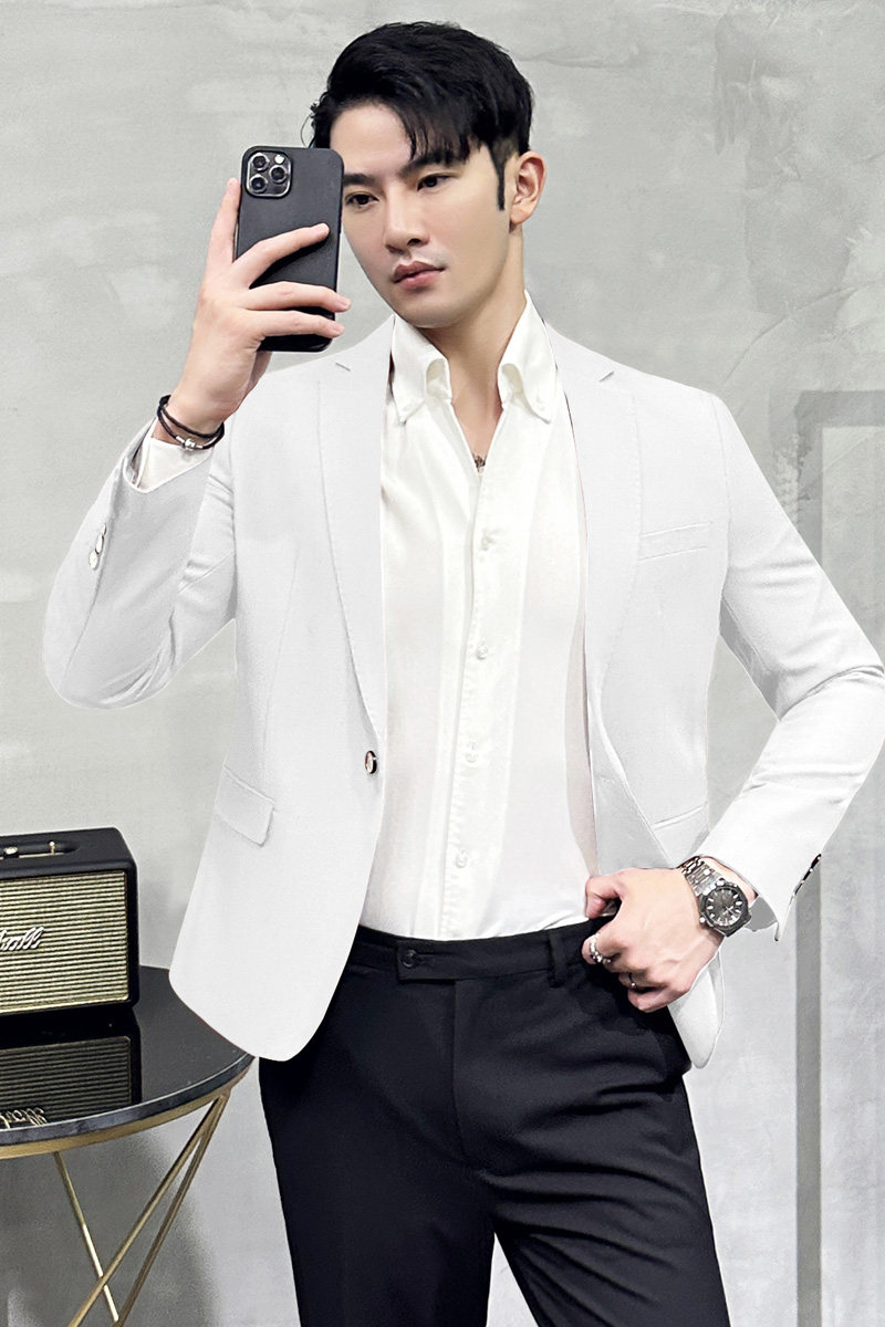 男青年单排扣修身西装休闲纯色西服M-5XL7803P145200,男装西服,电商D225