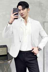 男青年单排扣修身西装 休闲纯色西服 M-5XL 7803P145 200图片