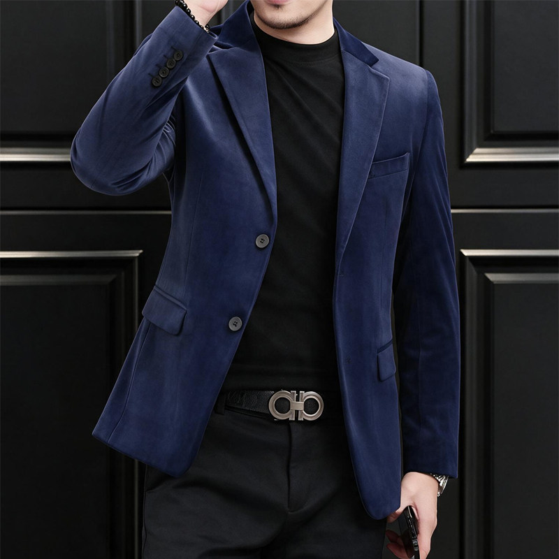 时尚男装金丝绒小西装男士商务休闲西服XZ6801P175,男装西服套装,电商D225