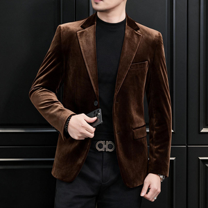 2026男装金丝绒小西装男士商务休闲西服XZ6801P175，男装西服套装，电商D225