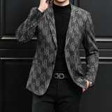 流行时尚男装西服男外套春秋新款西装男士印花休闲便西ZX761P165，男装西服套装，电商D225