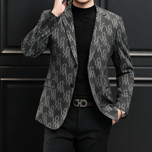 流行时尚男装西服男外套春秋新款西装男士印花休闲便西 ZX761P165，男装西服套装，电商D225