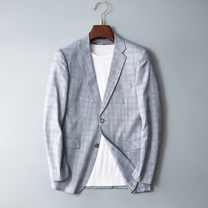 2021春秋新款格子小西装男士修身休闲单件西服1379P155,奶奶的衣服穿搭图片