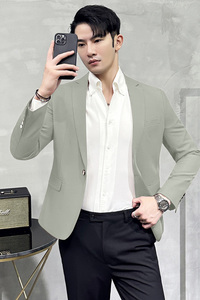 男青年单排扣修身西装 休闲纯色西服 M-5XL 7803P145 200图片