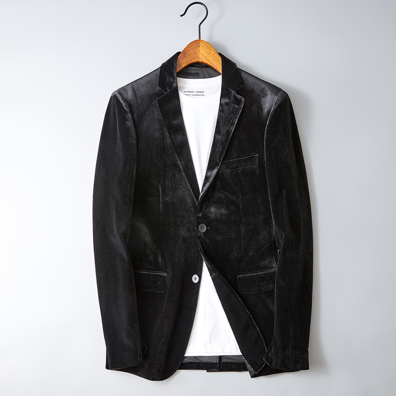 男装金丝绒小西装男士商务休闲西服XZ6801P175，男装西服，电商D225