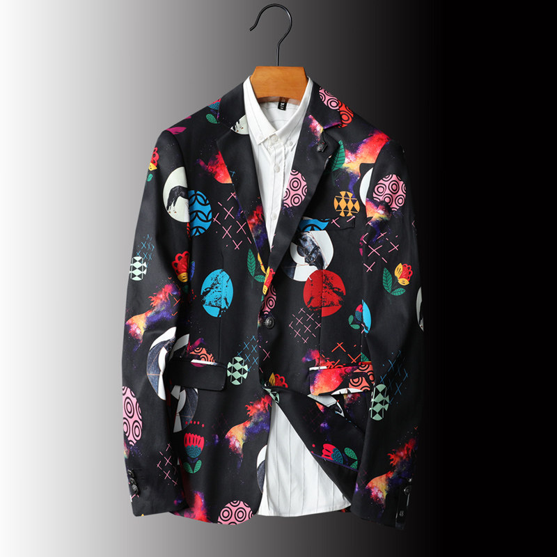2022秋冬新款印花小西服男士韩版修身西装外套C799P95,男装西服,电商D225