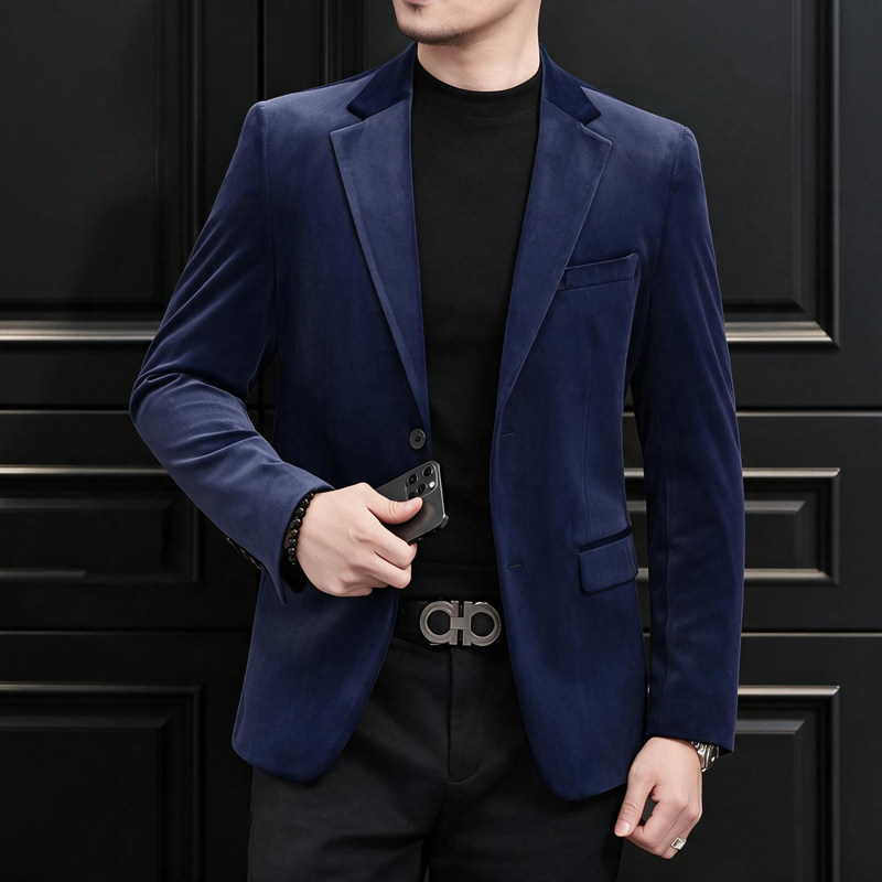 时尚男装金丝绒小西装男士商务休闲西服XZ6801P175,男装西服套装,电商D225