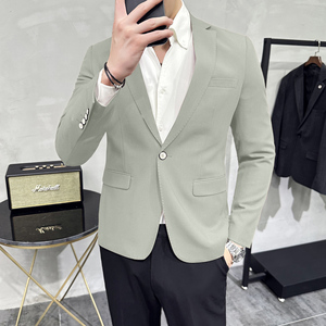 男青年单排扣修身西装 休闲纯色西服 M-5XL 7803P145 200图片