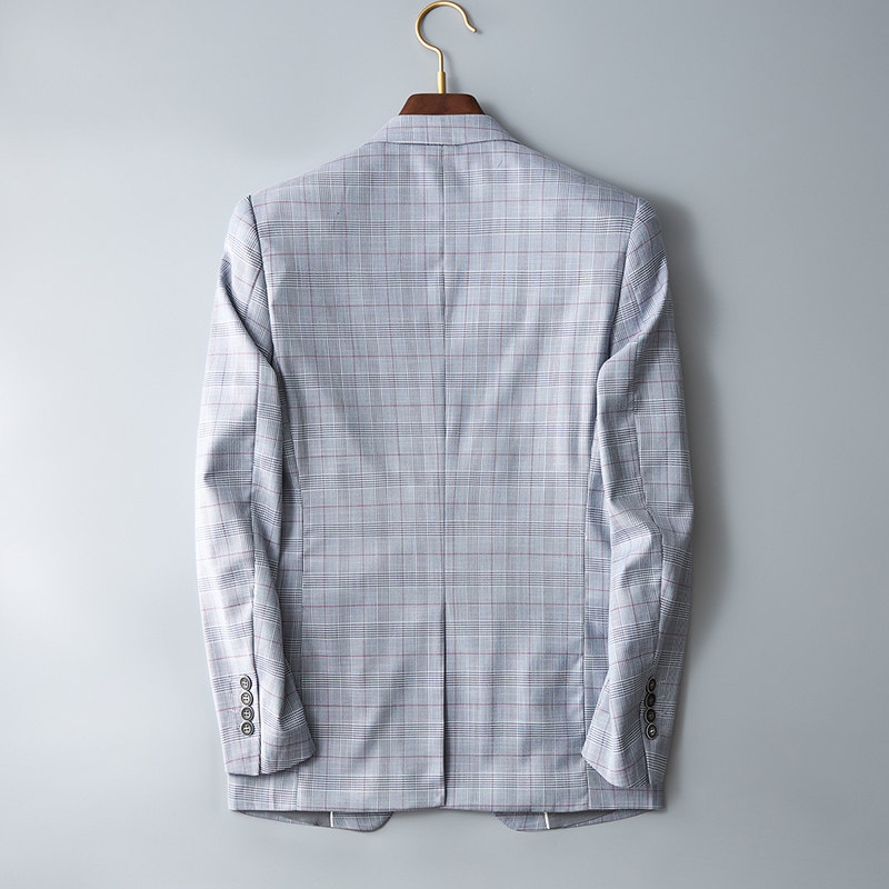 春秋新款格子小西装男士修身休闲单件西服1379P155,男装西服,电商D225