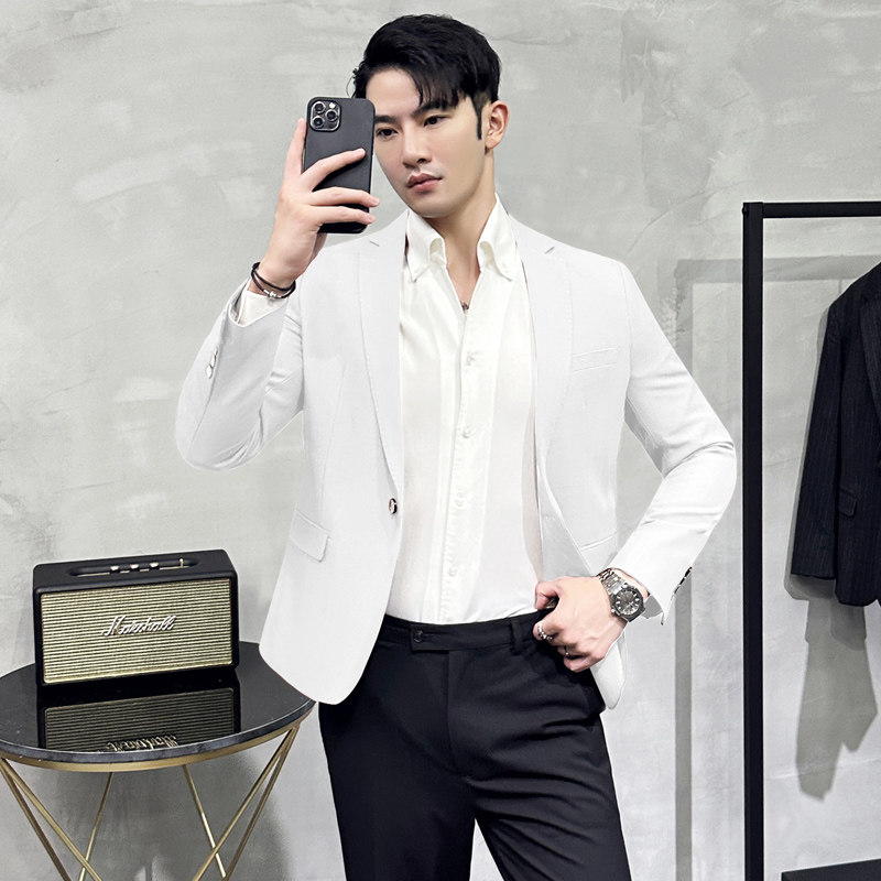 男青年单排扣修身西装休闲纯色西服M-5XL7803P145200,男装西服,电商D225
