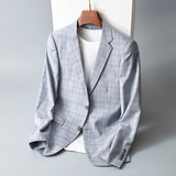 春秋新款格子小西装男士修身休闲单件西服1379P155，男装西服，电商D225