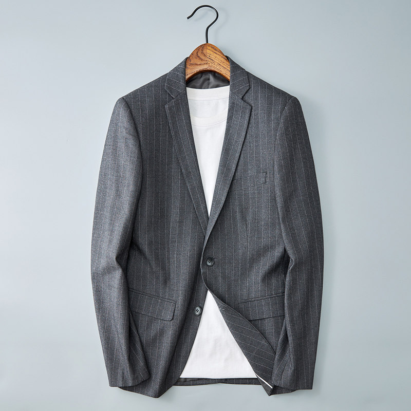 2021春装男士条纹西装单件休闲便服青年西服816P155(偏小一码）,男装西服,电商D225