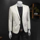 男士春秋新款西装亚麻休闲西装外套XZX2301P160258，男装西服套装，电商D225