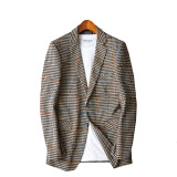 男士潮流格纹小西装修身加厚上衣西服外套121P180，男装西服，电商D225