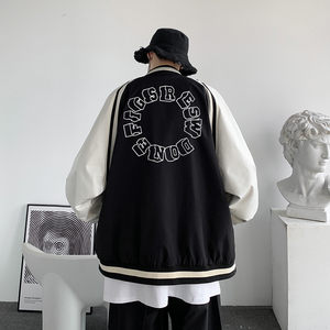 23春季  港风时尚拼接拼色排扣棒球服设计感印花夹克JK877P65控88图片