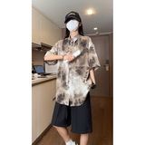 夏季民族风水墨画冰丝衬衣垂感短袖衬衫S232特批P35控58，男装民族服装，电商A247