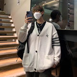 春季百搭贴兜三条杠情侣开衫毛衣M353P65控88，男装针织衫/毛衣，电商A247