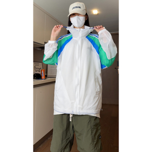 夏季宽松薄款潮流拼色连帽防晒服外套 F06特批P45控68图片