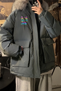 港风冬镭射印花大毛领棉衣棉袄渐变羽绒棉外套 MY2036 P135控168图片