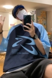 夏季拼色时尚印花宽松半袖体恤圆领短袖T恤DT456特批P35控58，男装T恤，电商A247