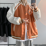 23春季港风时尚拼接拼色排扣棒球服设计感印花夹克JK877P65控88，男装夹克，电商A247
