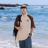 三亚夏季宽松polo衫翻领拼色插肩袖短袖T恤DT465特批P40控68，男装Polo衫，电商A247