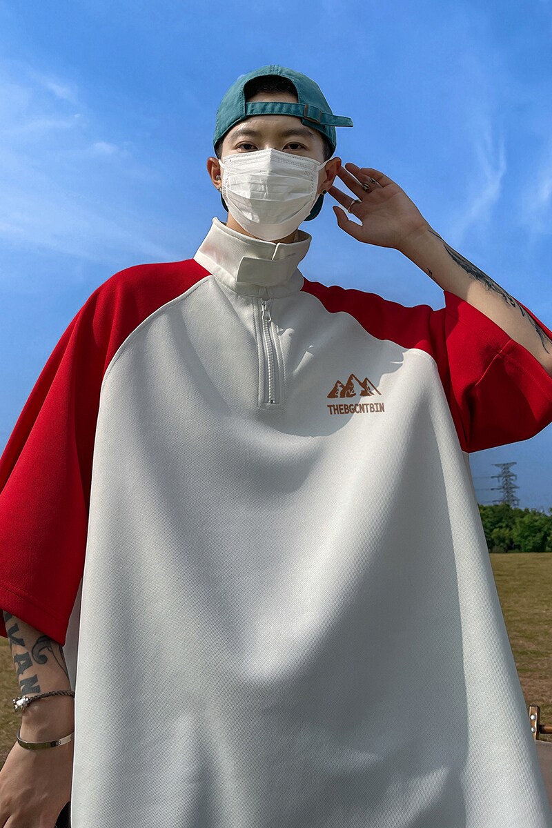 夏季宽松翻领polo衫雪山印花短袖T恤DT465特批P40控68,男装Polo衫,电商A247