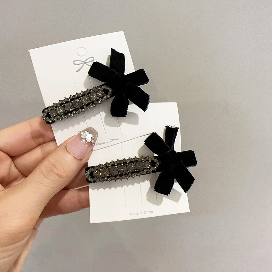 高级感精致丝绒蝴蝶结发夹刘海夹