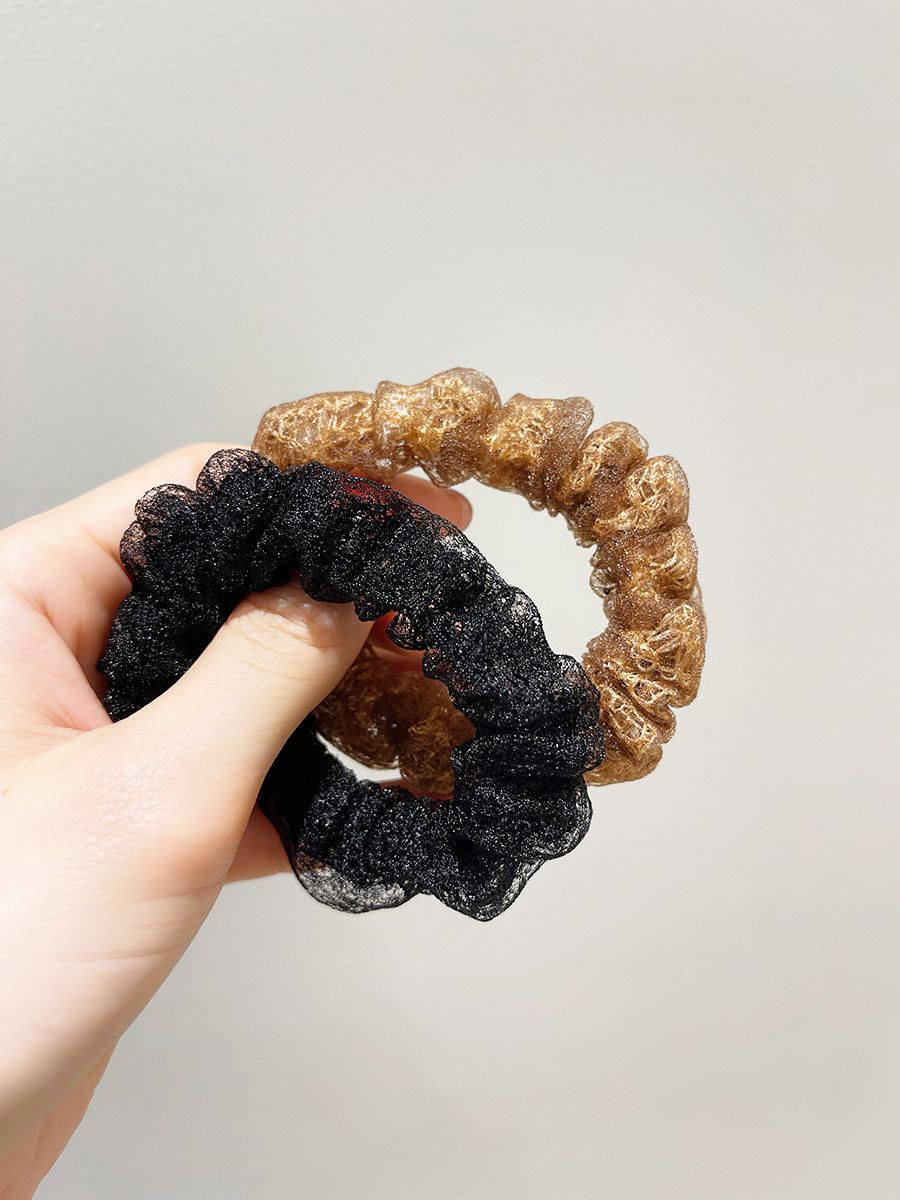 黑色扎马尾高弹力百搭风大肠圈