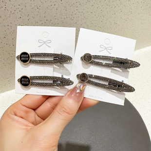 时尚字母水钻发夹女2025新款高端夹子碎发刘海夹侧边夹发卡发饰女