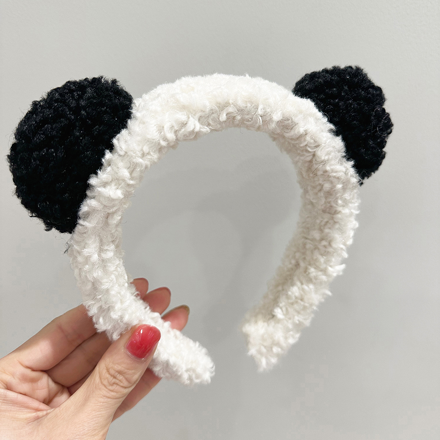 可爱洗脸发箍毛绒白色熊猫萌物头饰少女发卡宽头箍敷面膜发饰韩版