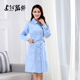 长大衣校医服 美容护工服蓝大褂工作衣腰带款 蓝色护士服秋冬款 长袖