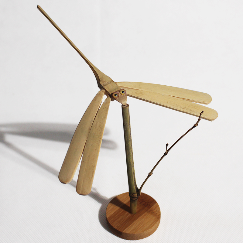 手工磨削竹制蜻蜓摆设平衡竹蜻蜓家居装饰小摆件小玩意竹质工艺