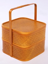 定制竹制多功能多层食盒收纳盒竹制工艺品方形手提篮子置物盒子