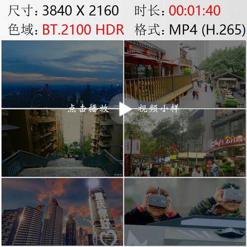 重庆渝中夜晚重庆名小吃城游客走台阶VR眼镜科技视觉视频素材