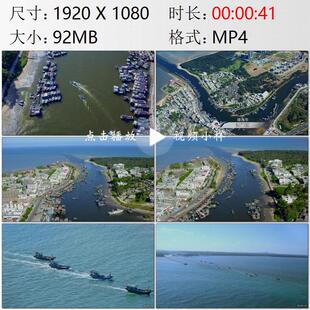航拍海南琼海市潭门镇渔港码头港湾渔民们驾驶渔船出海视频素材