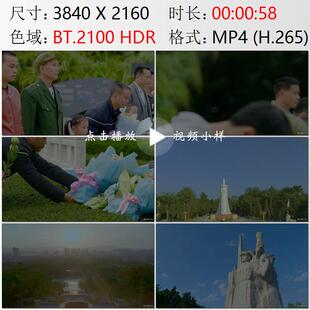 广西百色起义烈士纪念碑馆献花敬礼高清实拍视频素材